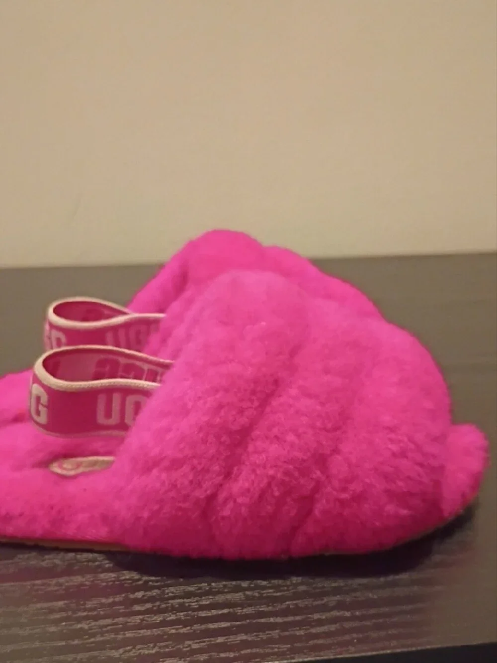 UGG Kids Hot Pink Fuzzy Slide Sandals
